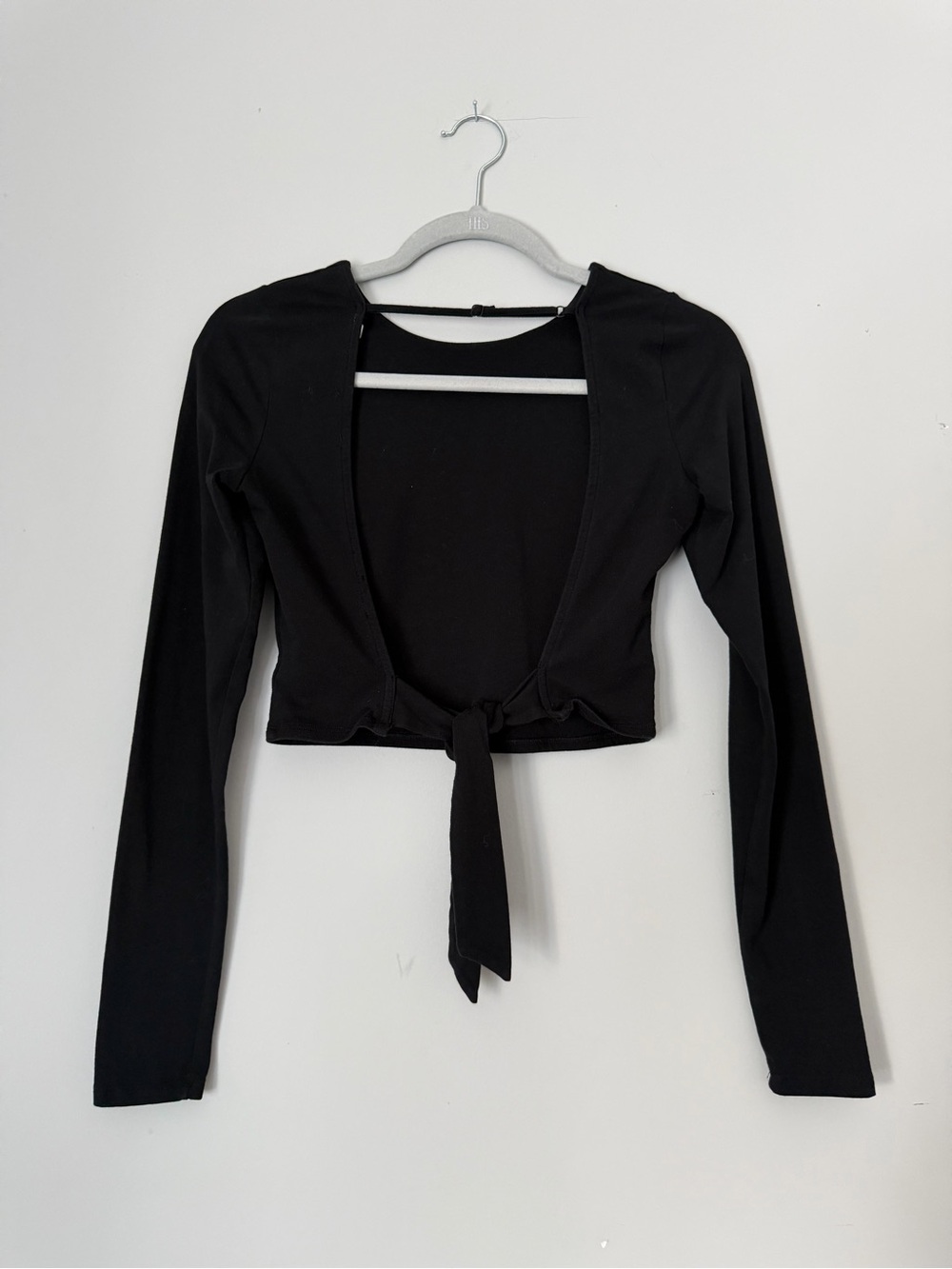 Garage Black Long-Sleeve Tie Back Crop Top